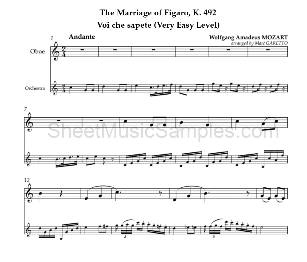 The Marriage of Figaro, K. 492 - Voi che sapete (Very Easy Level)