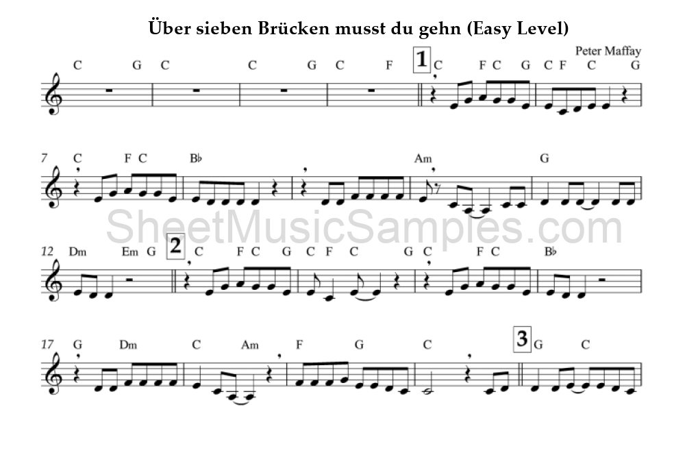 Über sieben Brücken musst du gehn (Easy Level)