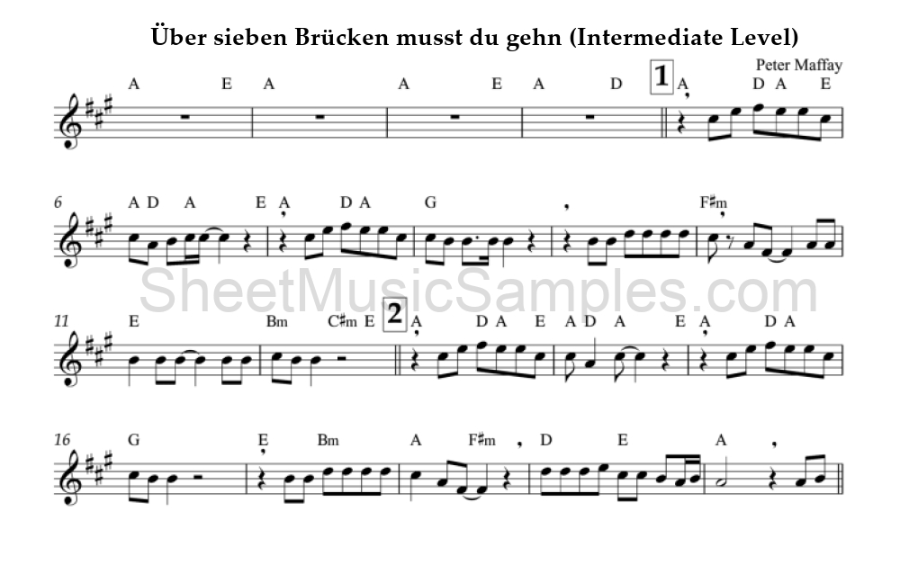 Über sieben Brücken musst du gehn (Intermediate Level)