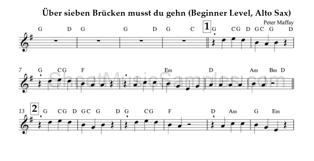 Über sieben Brücken musst du gehn (Beginner Level, Alto Sax)