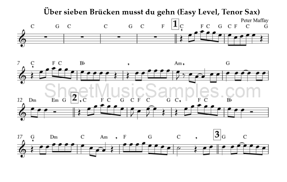 Über sieben Brücken musst du gehn (Easy Level, Tenor Sax)