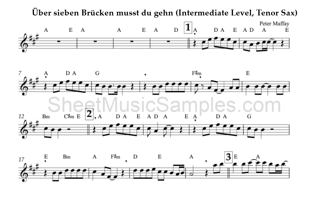 Über sieben Brücken musst du gehn (Intermediate Level, Tenor Sax)