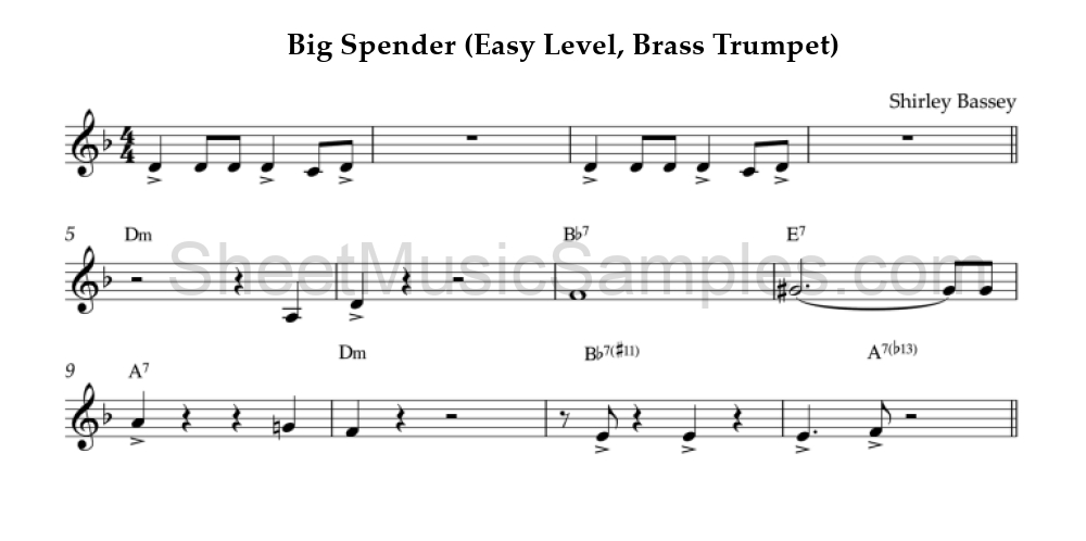 Big Spender (Easy Level, Brass Trumpet)