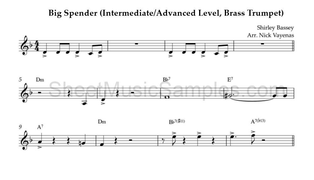 Big Spender (Intermediate/Advanced Level, Brass Trumpet)