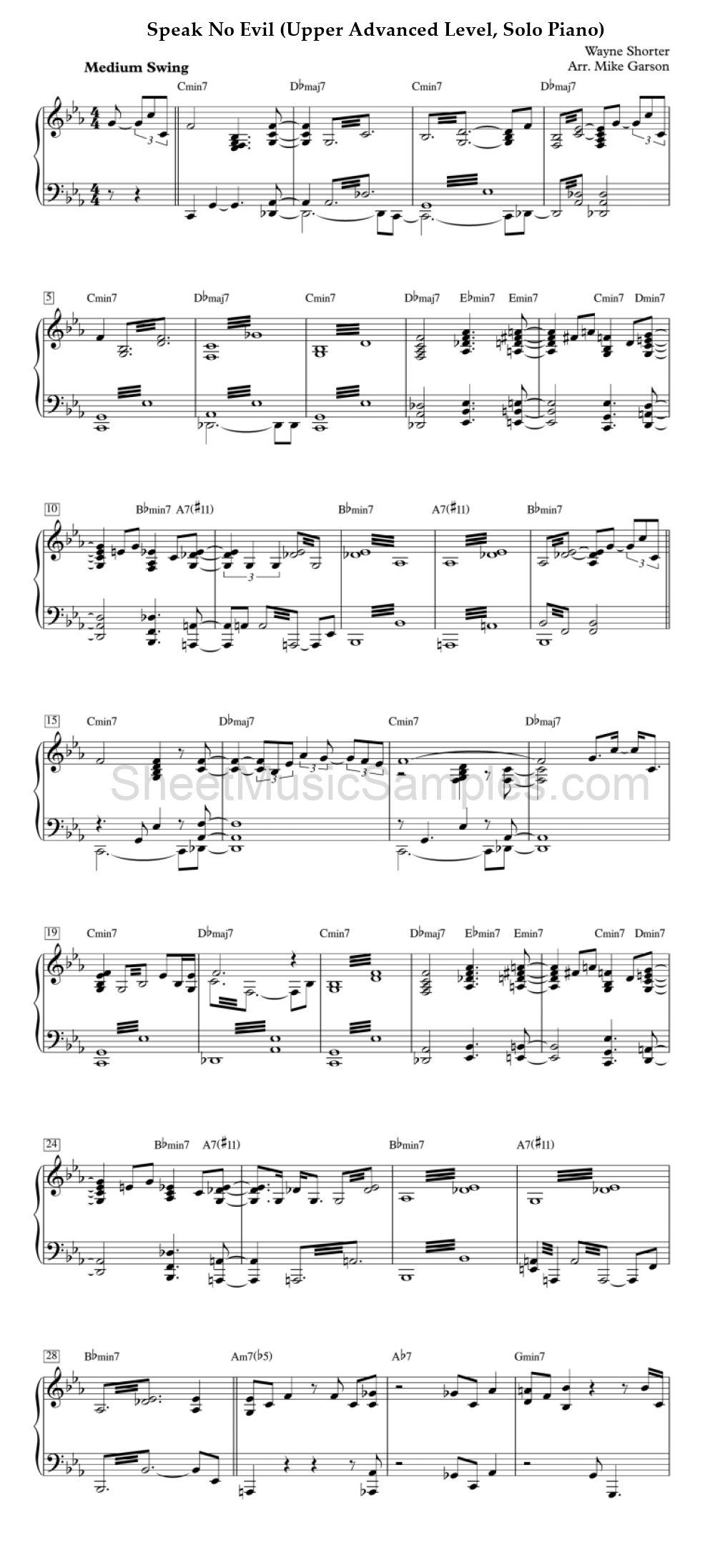 Speak No Evil (Upper Advanced Level, Solo Piano)