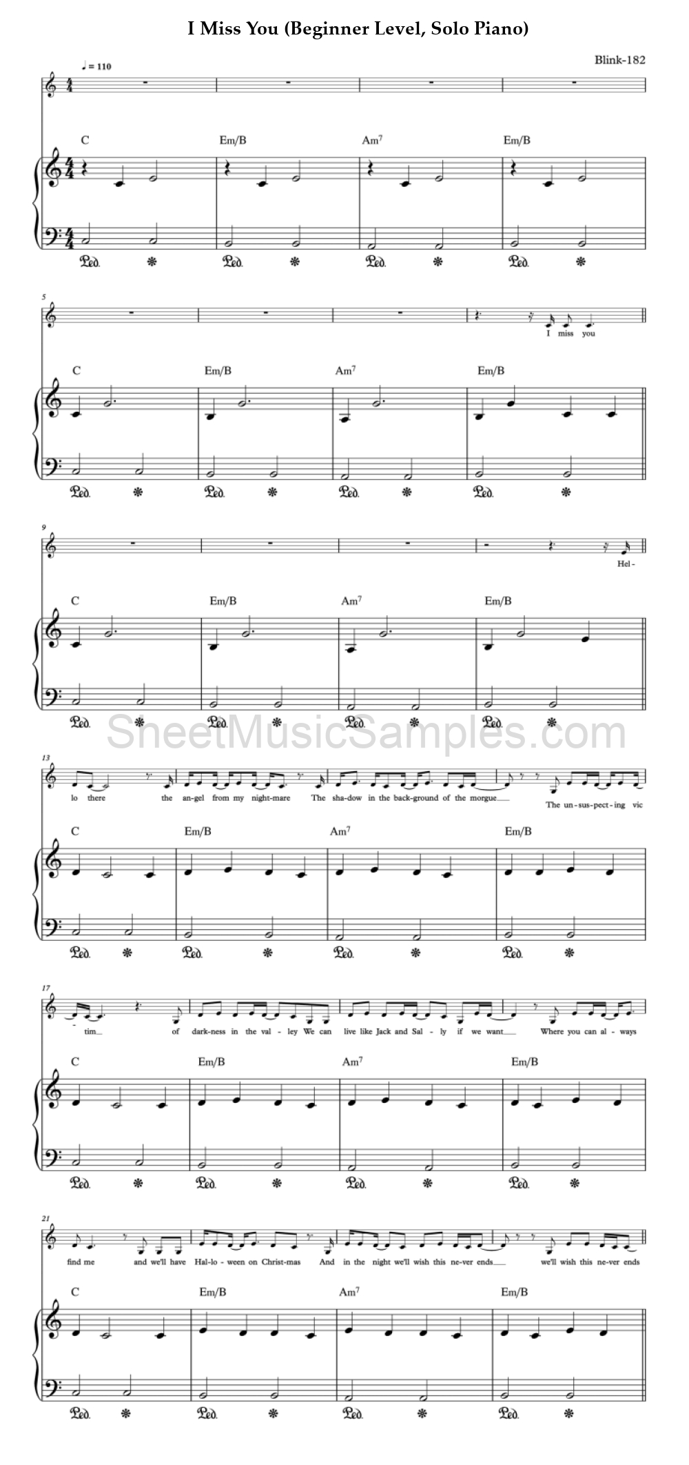 I Miss You (Beginner Level, Solo Piano)