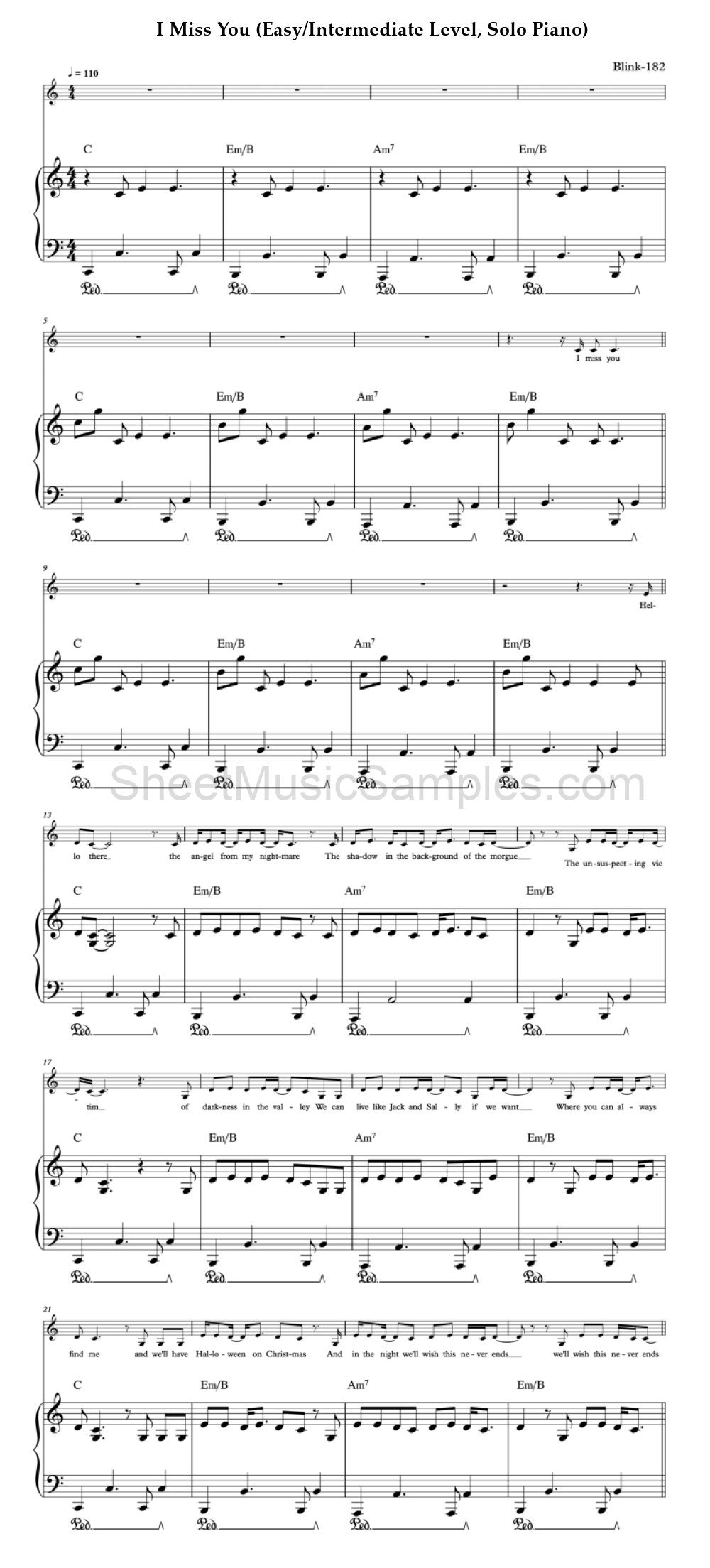 I Miss You (Easy/Intermediate Level, Solo Piano)