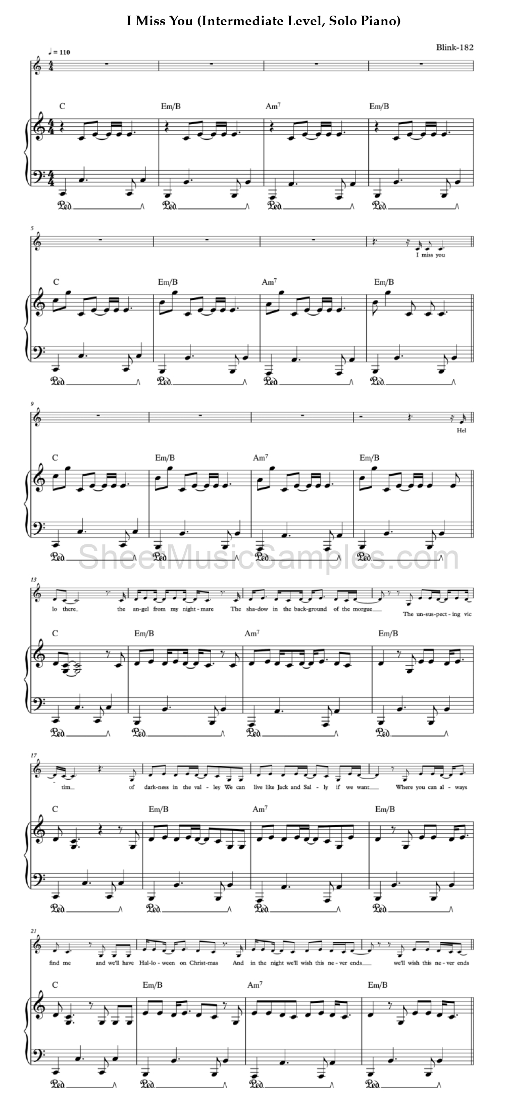 I Miss You (Intermediate Level, Solo Piano)