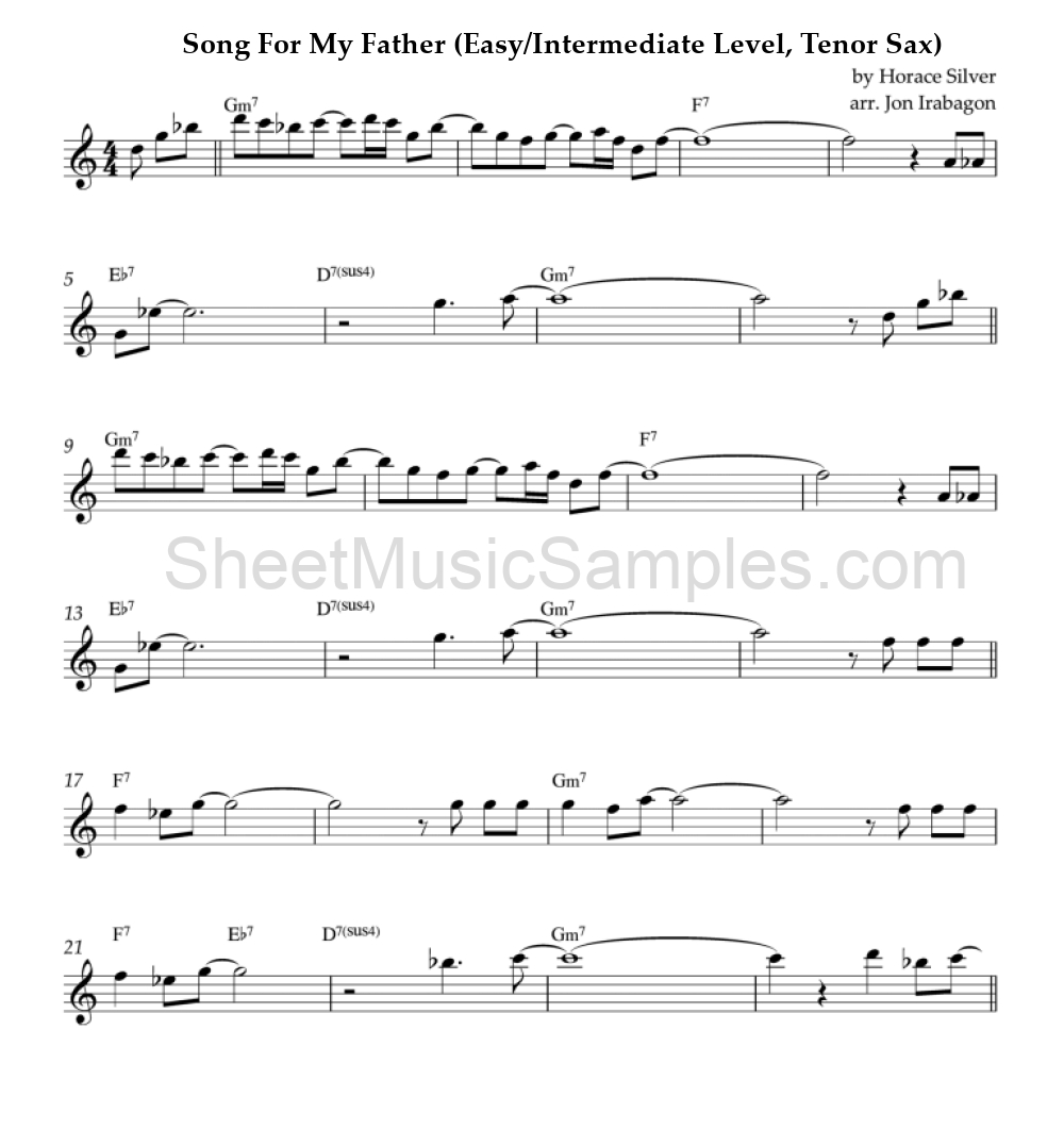 Song For My Father (Easy/Intermediate Level, Tenor Sax)