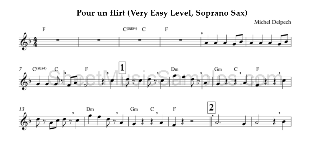 Pour un flirt (Very Easy Level, Soprano Sax)