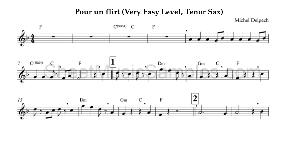 Pour un flirt (Very Easy Level, Tenor Sax)