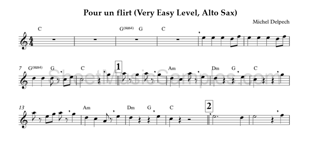 Pour un flirt (Very Easy Level, Alto Sax)