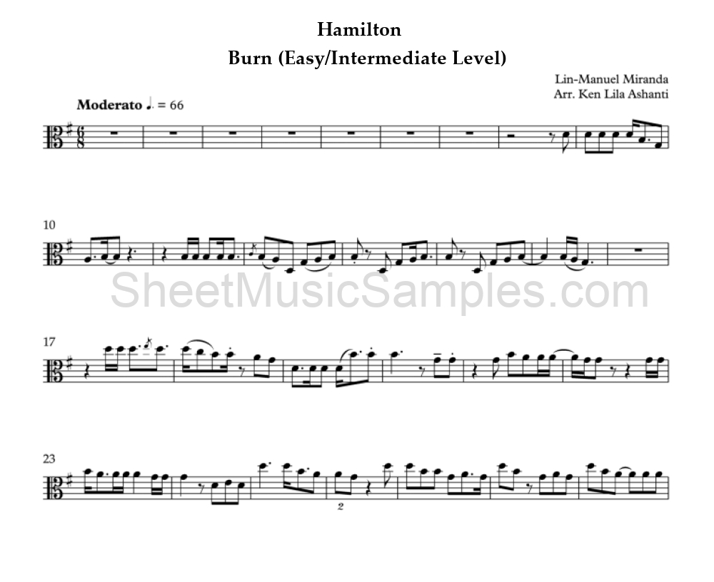 Hamilton - Burn (Easy/Intermediate Level)