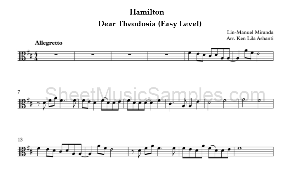 Hamilton - Dear Theodosia (Easy Level)