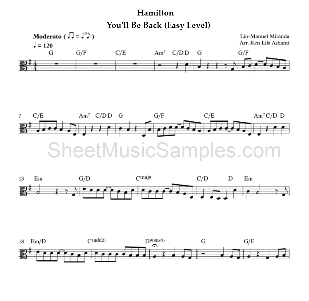 Hamilton - You'll Be Back (Easy Level)