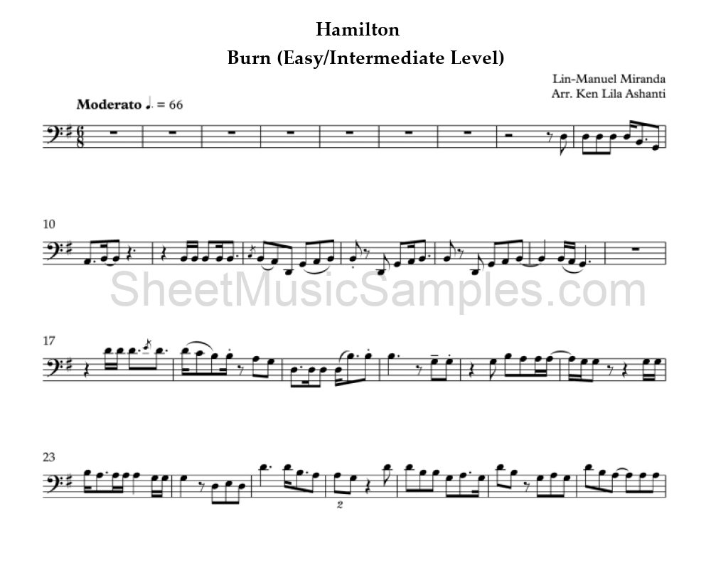 Hamilton - Burn (Easy/Intermediate Level)