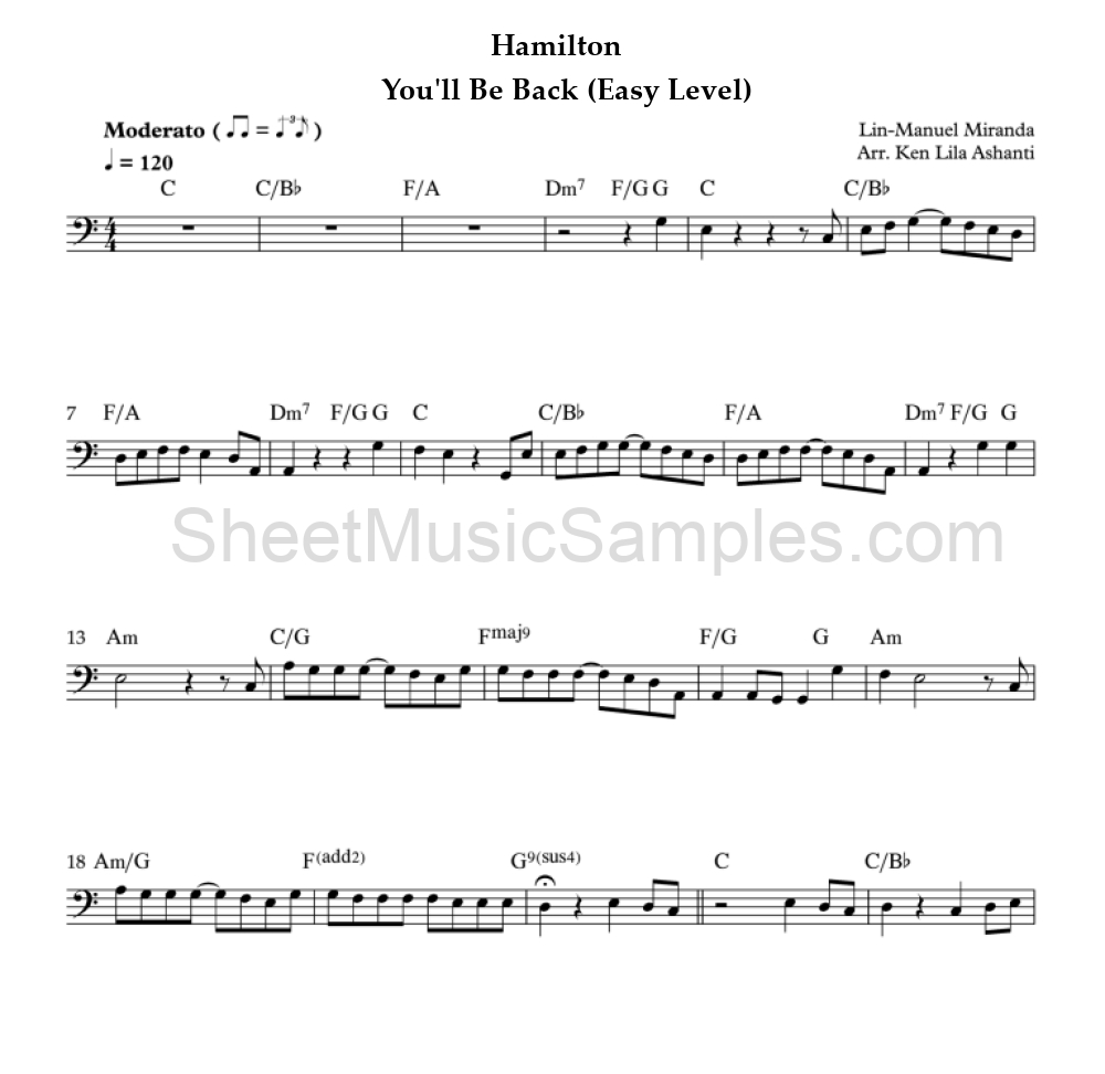 Hamilton - You'll Be Back (Easy Level)