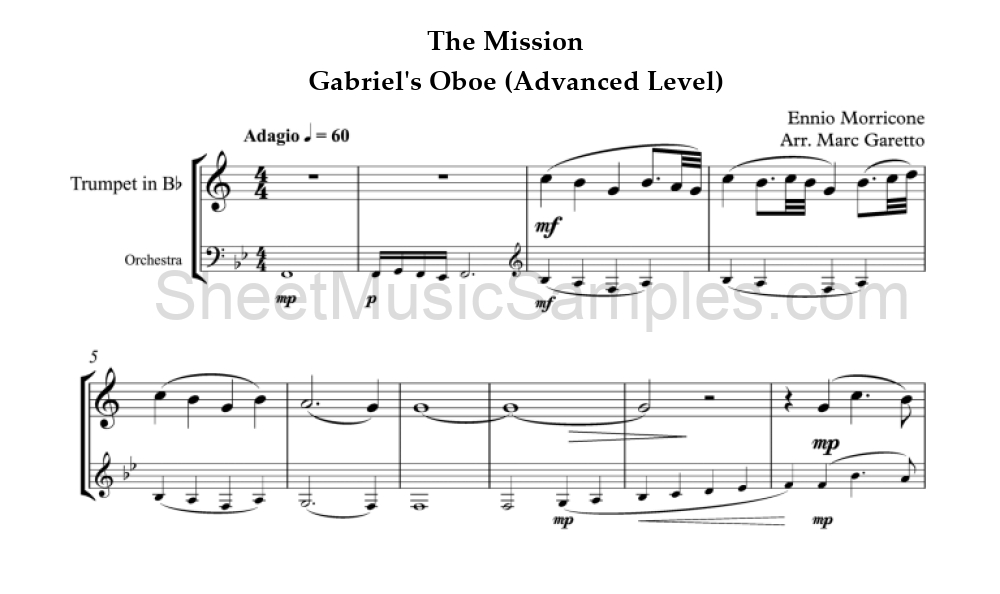 The Mission - Gabriel's Oboe (Advanced Level)