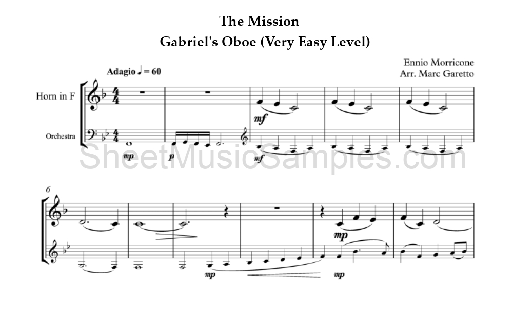 The Mission - Gabriel's Oboe (Very Easy Level)