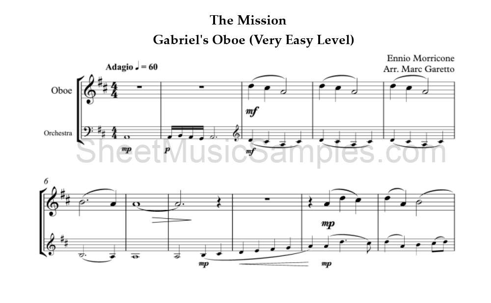 The Mission - Gabriel's Oboe (Very Easy Level)