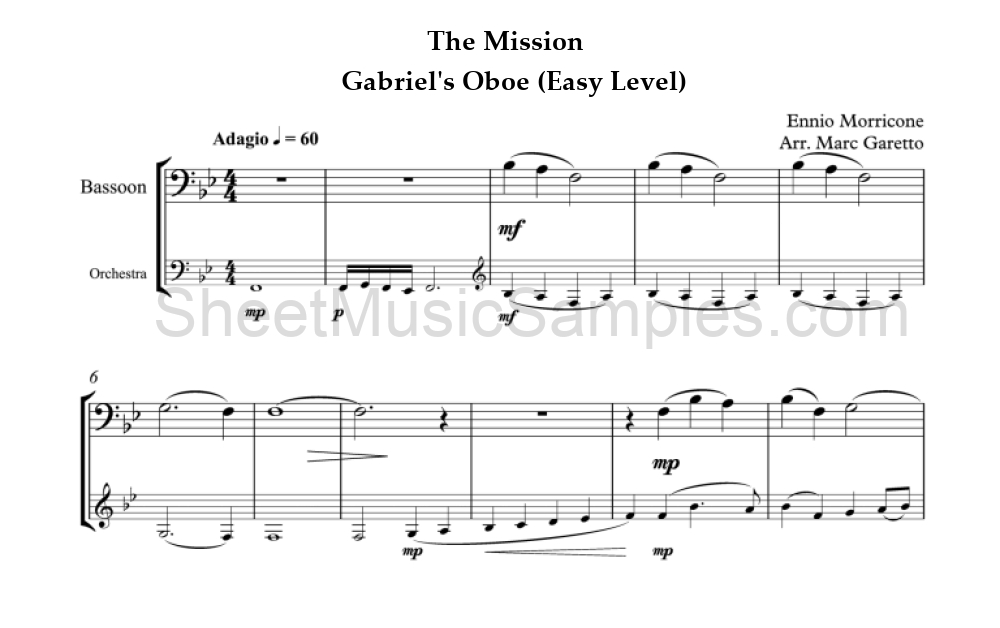 The Mission - Gabriel's Oboe (Easy Level)