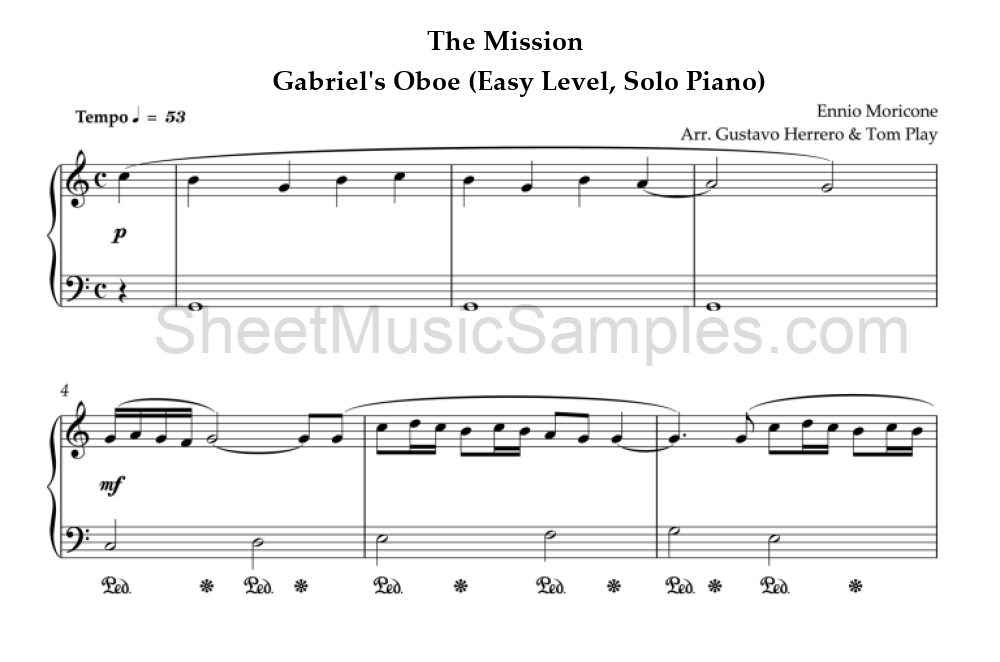 The Mission - Gabriel's Oboe (Easy Level, Solo Piano)