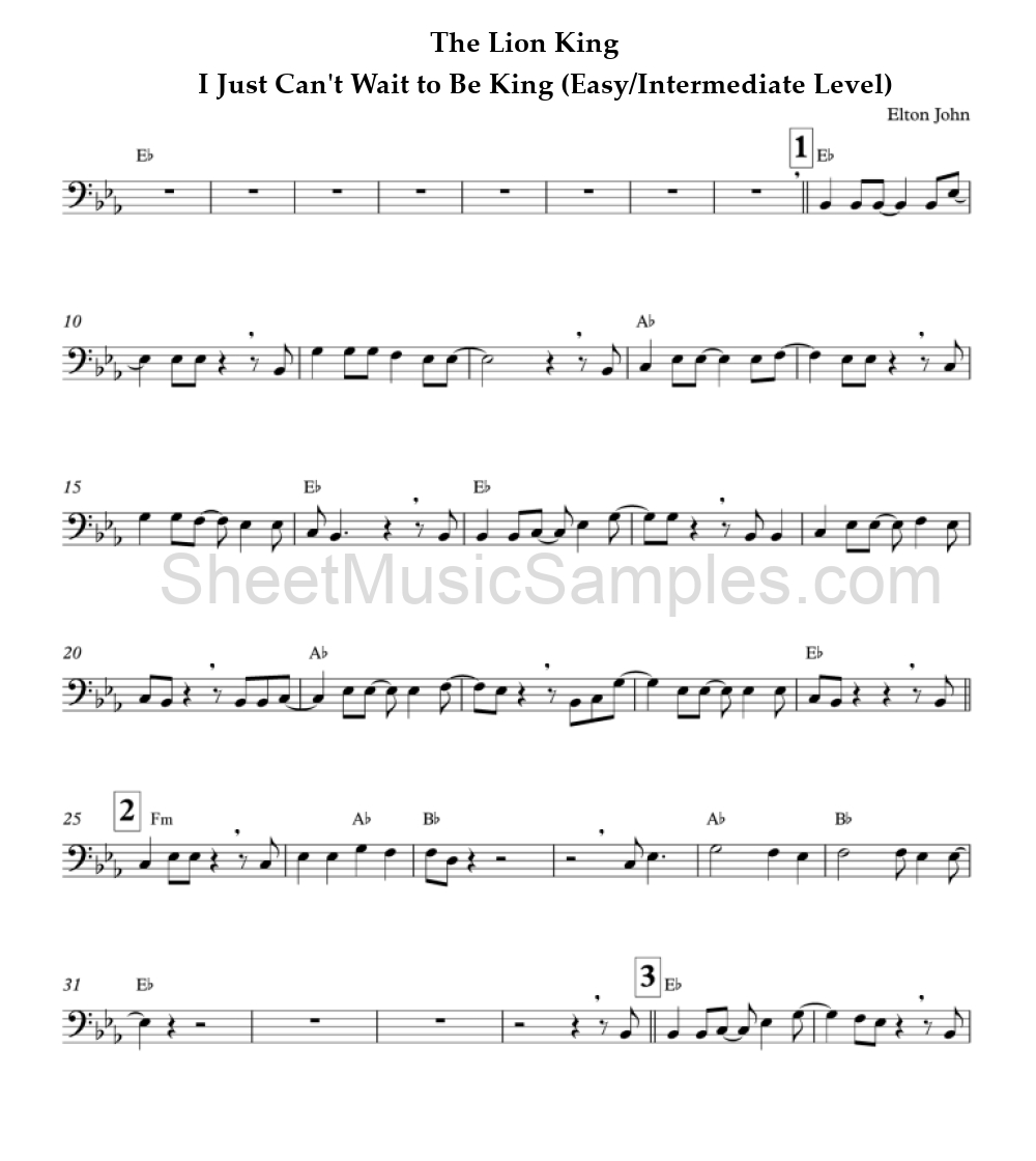 The Lion King - I Just Can't Wait to Be King (Easy/Intermediate Level)