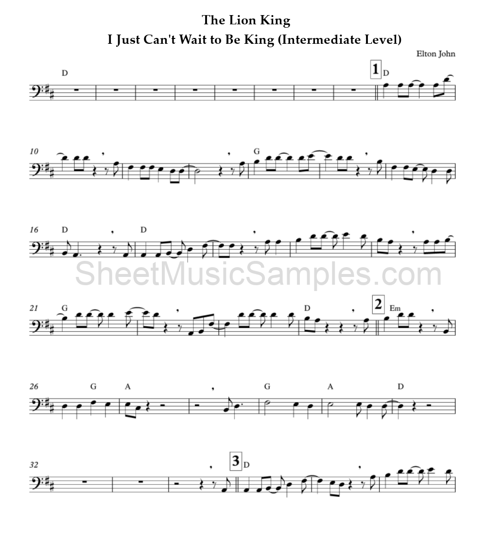 The Lion King - I Just Can't Wait to Be King (Intermediate Level)