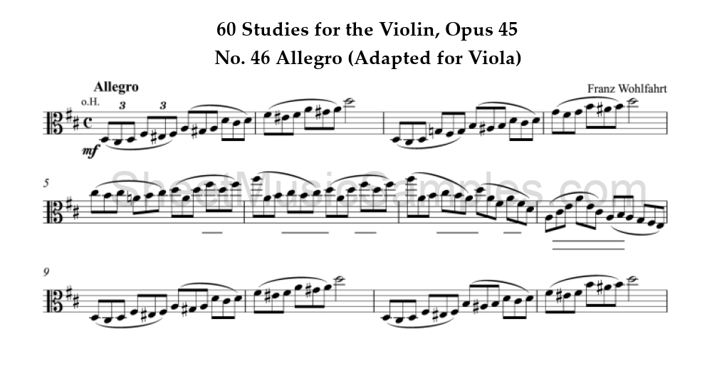 60 Studies for the Violin, Opus 45 - No. 46 Allegro (Adapted for Viola)