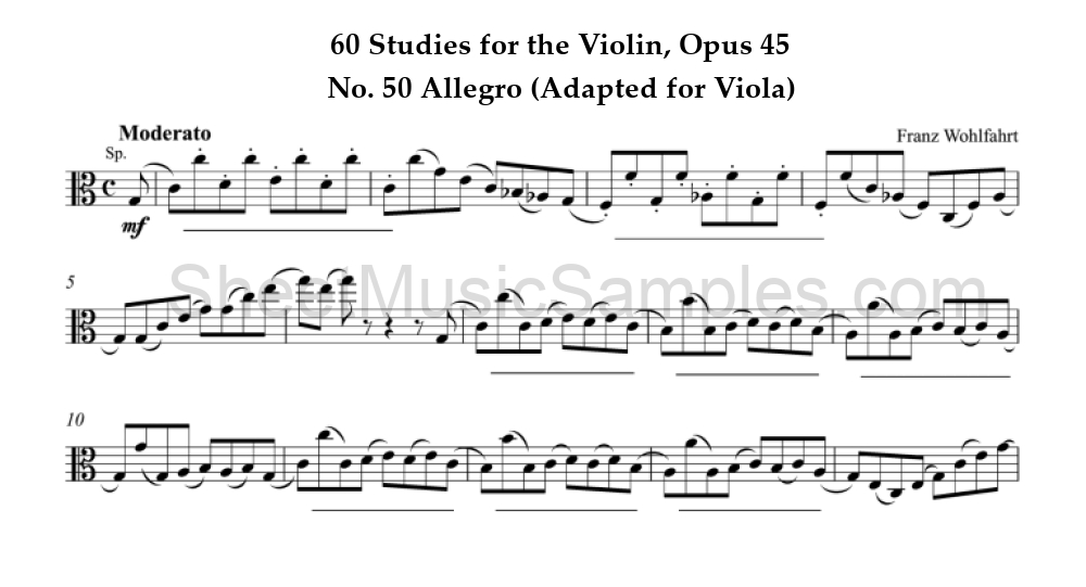 60 Studies for the Violin, Opus 45 - No. 50 Allegro (Adapted for Viola)