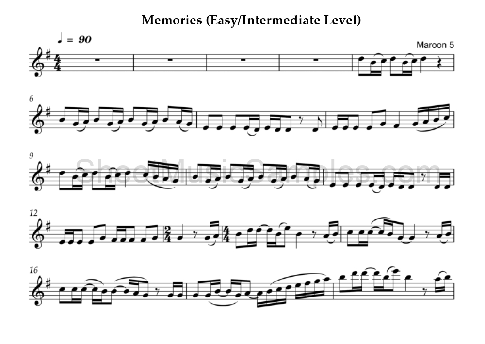 Memories (Easy/Intermediate Level)