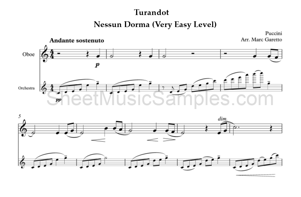 Turandot - Nessun Dorma (Very Easy Level)