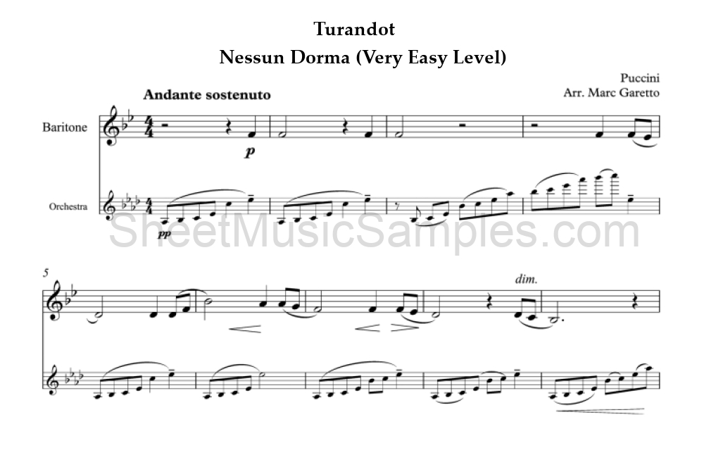 Turandot - Nessun Dorma (Very Easy Level)