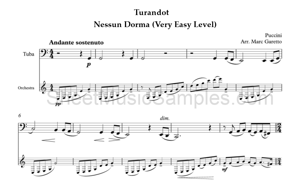 Turandot - Nessun Dorma (Very Easy Level)