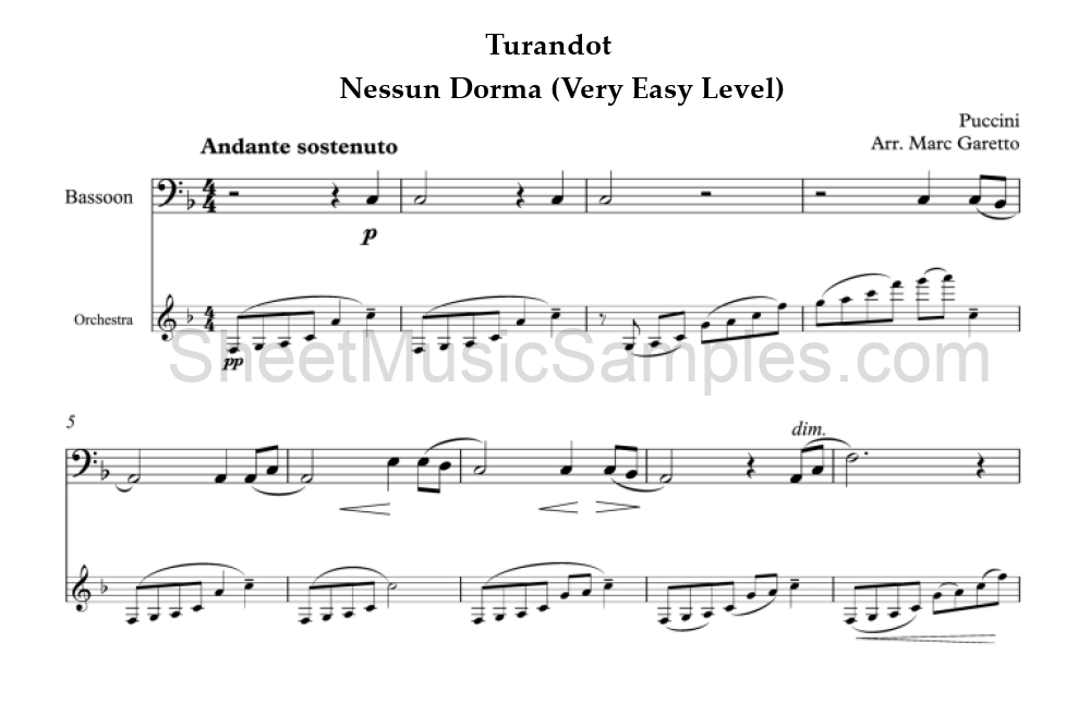 Turandot - Nessun Dorma (Very Easy Level)