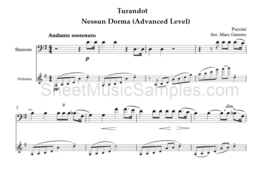 Turandot - Nessun Dorma (Advanced Level)