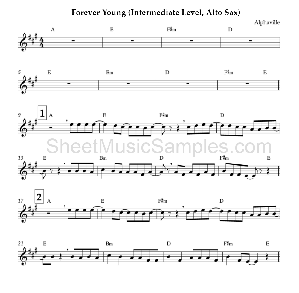 Forever Young (Intermediate Level, Alto Sax)