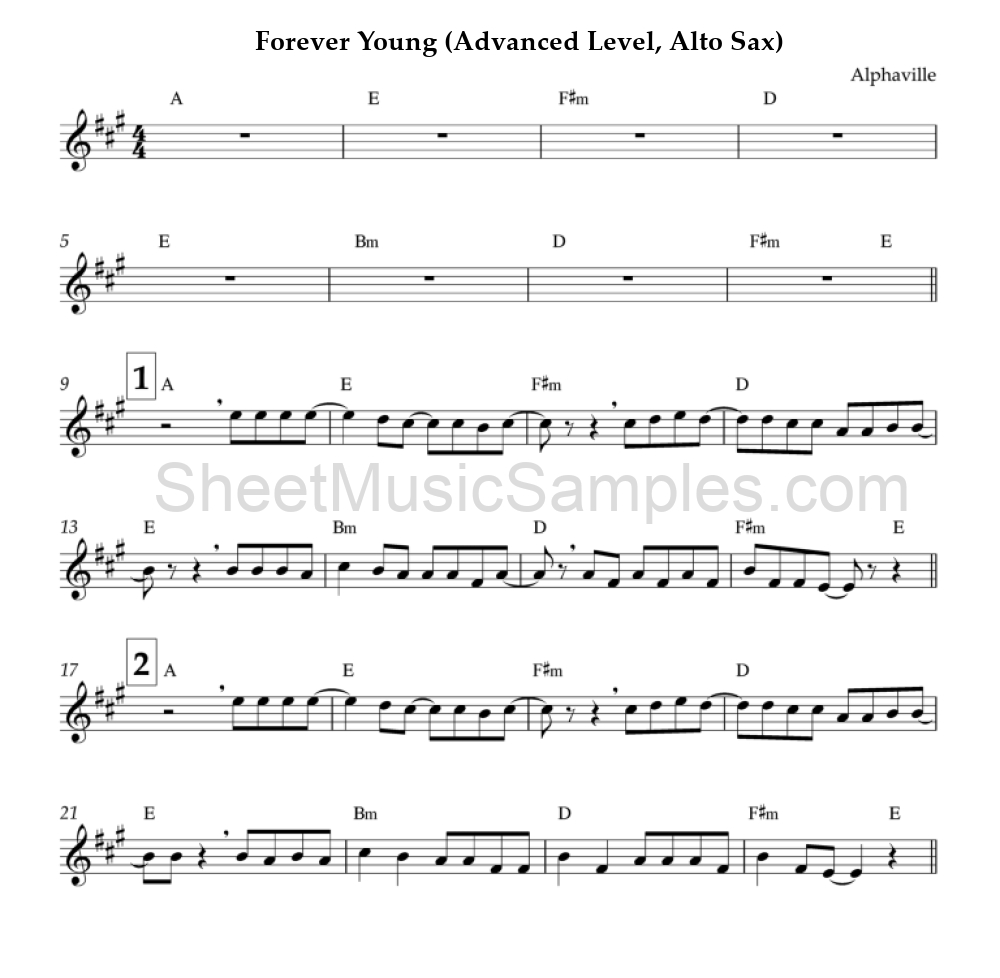 Forever Young (Advanced Level, Alto Sax)