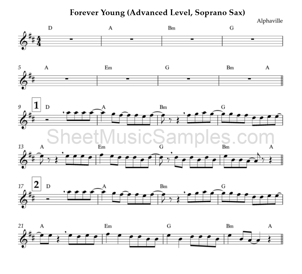 Forever Young (Advanced Level, Soprano Sax)