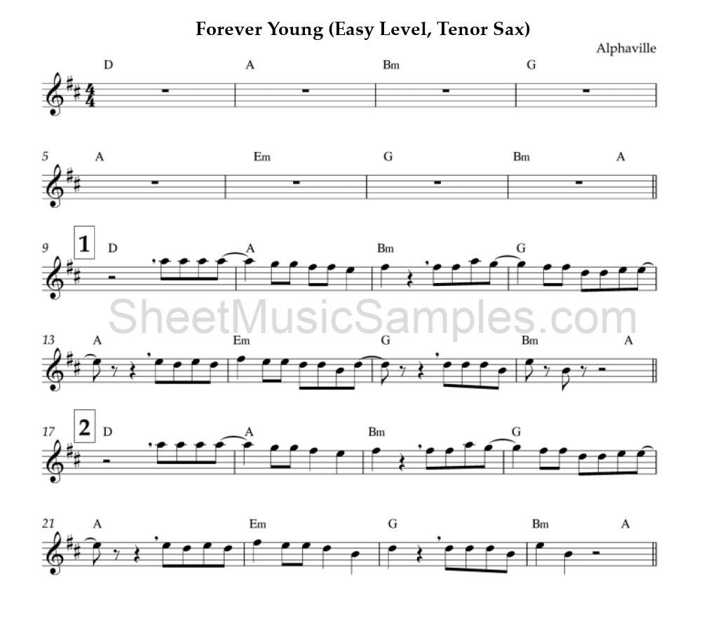 Forever Young (Easy Level, Tenor Sax)