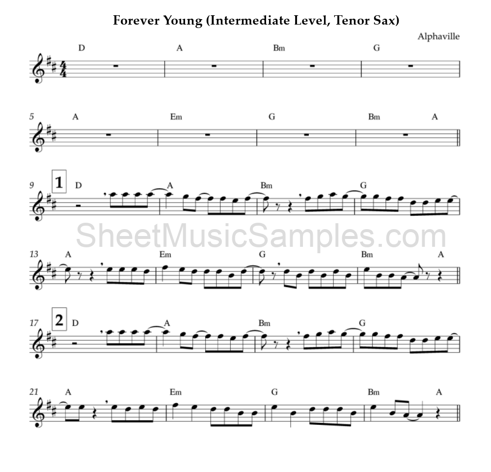 Forever Young (Intermediate Level, Tenor Sax)