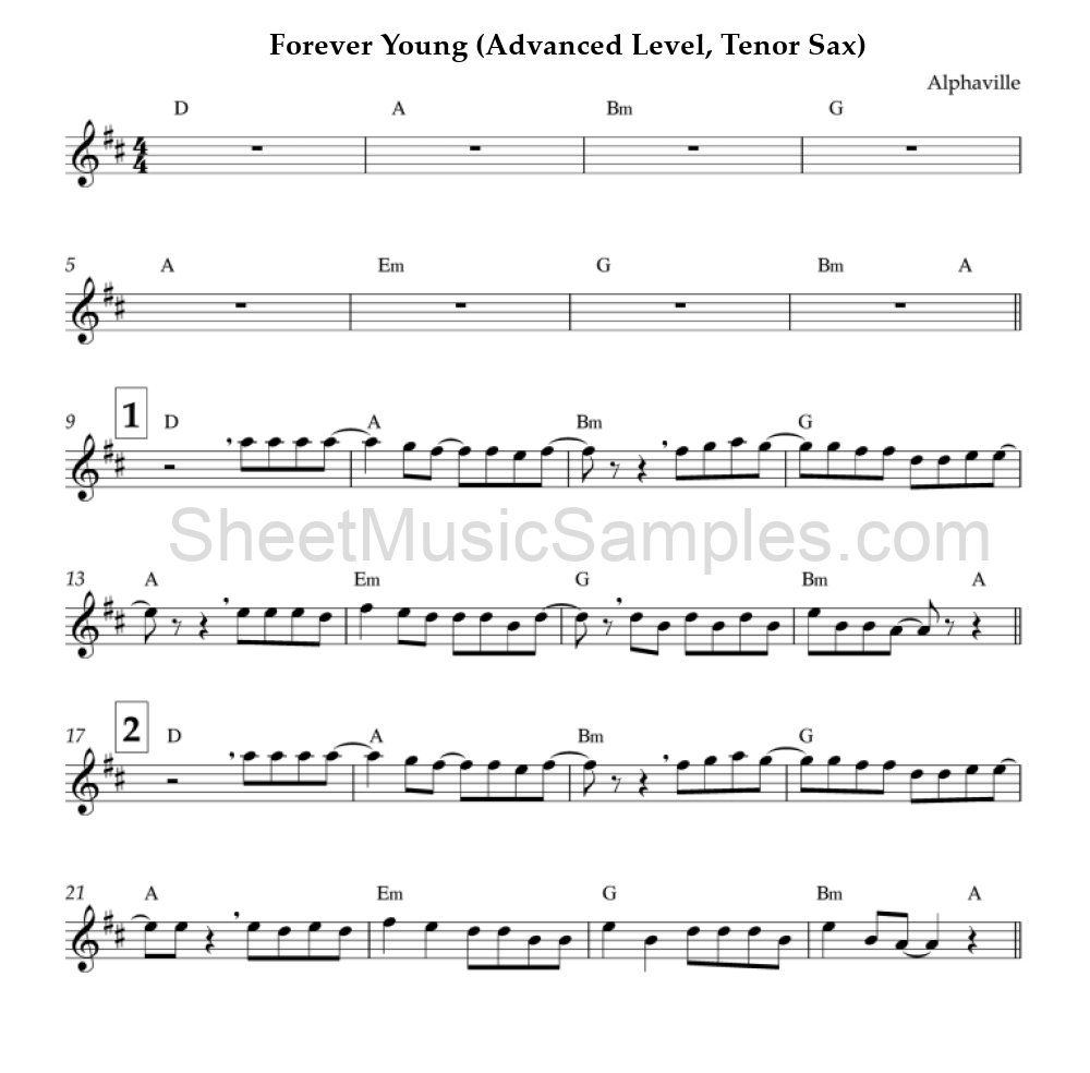 Forever Young (Advanced Level, Tenor Sax)