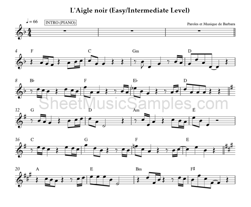 L'Aigle noir (Easy/Intermediate Level)