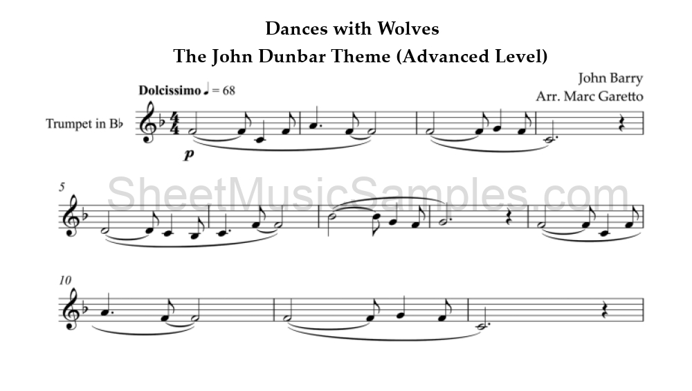 Dances with Wolves - The John Dunbar Theme (Advanced Level)