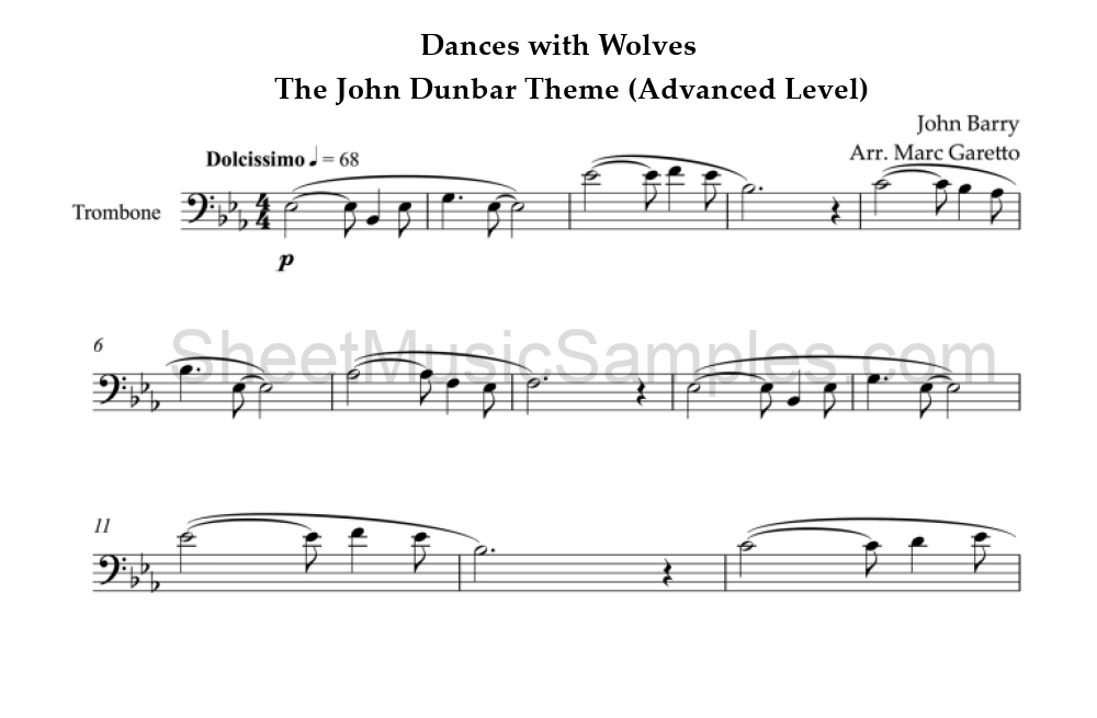 Dances with Wolves - The John Dunbar Theme (Advanced Level)