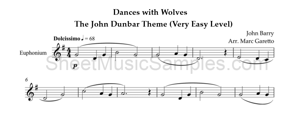 Dances with Wolves - The John Dunbar Theme (Very Easy Level)