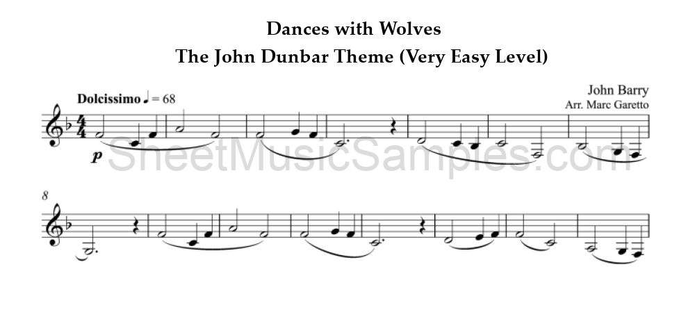 Dances with Wolves - The John Dunbar Theme (Very Easy Level)