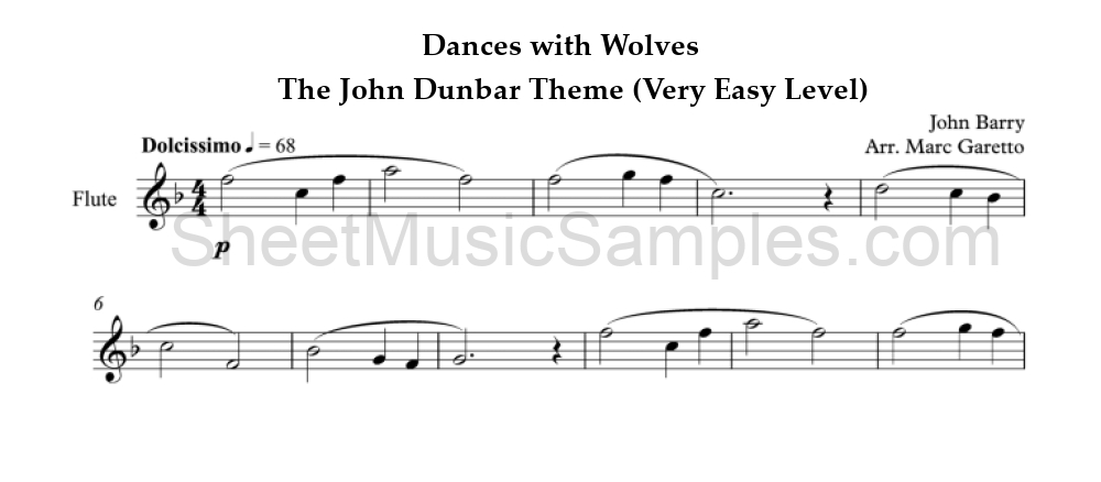 Dances with Wolves - The John Dunbar Theme (Very Easy Level)