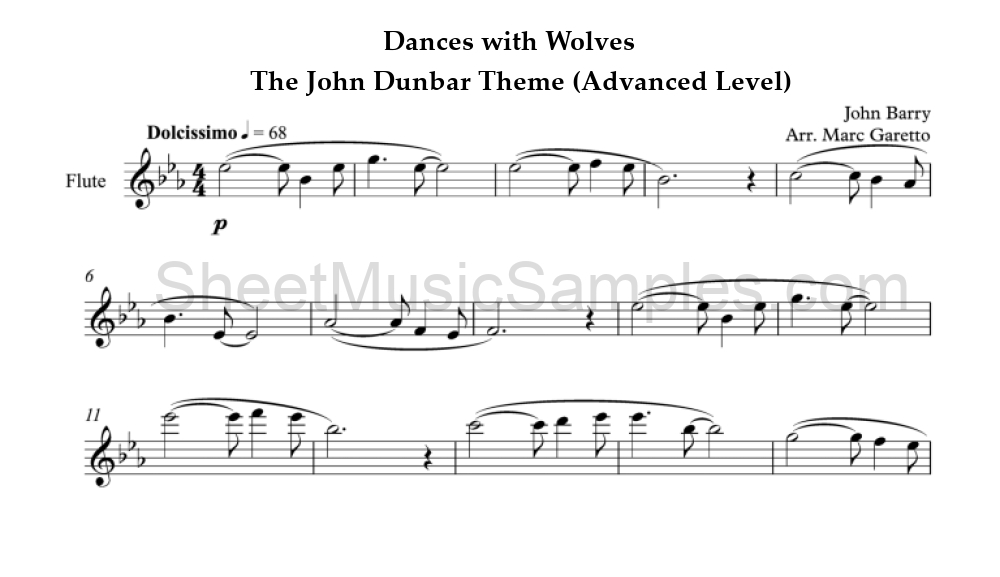 Dances with Wolves - The John Dunbar Theme (Advanced Level)