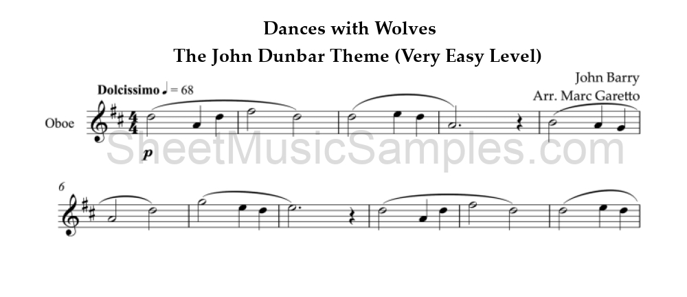 Dances with Wolves - The John Dunbar Theme (Very Easy Level)